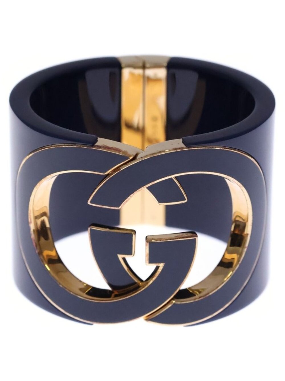 Gucci Interlocking Bangle Bracelet Blue Gold Plated - Picture 4 of 6